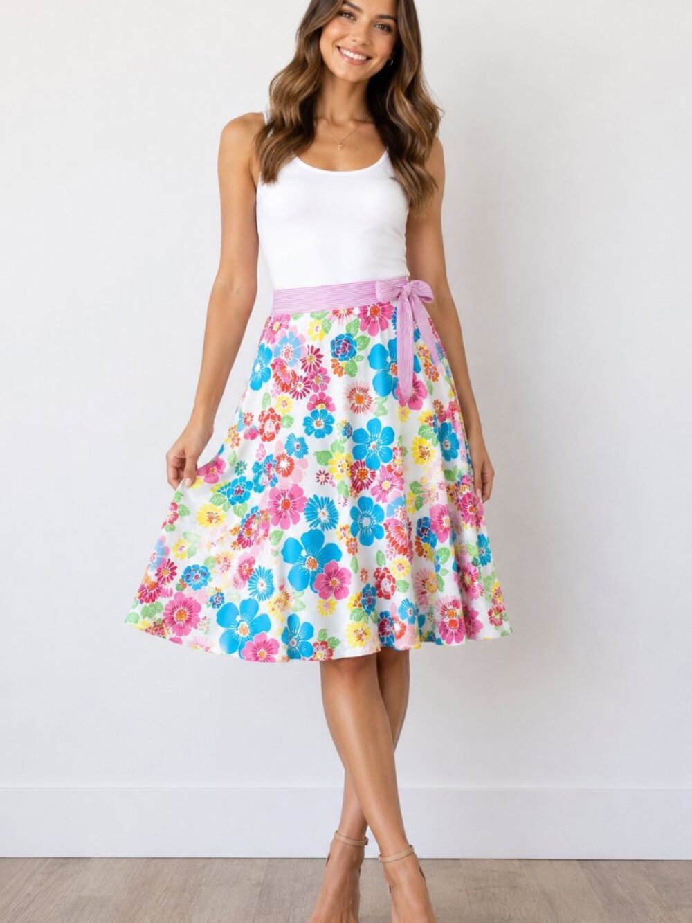 Tommy Hilfiger Women’s A-Line Belted Skirt Size 14 Cottagecore Girly Feminine